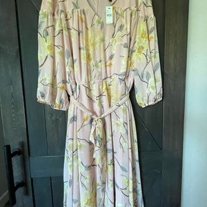 Lane Bryant Pink Floral Midi Dress